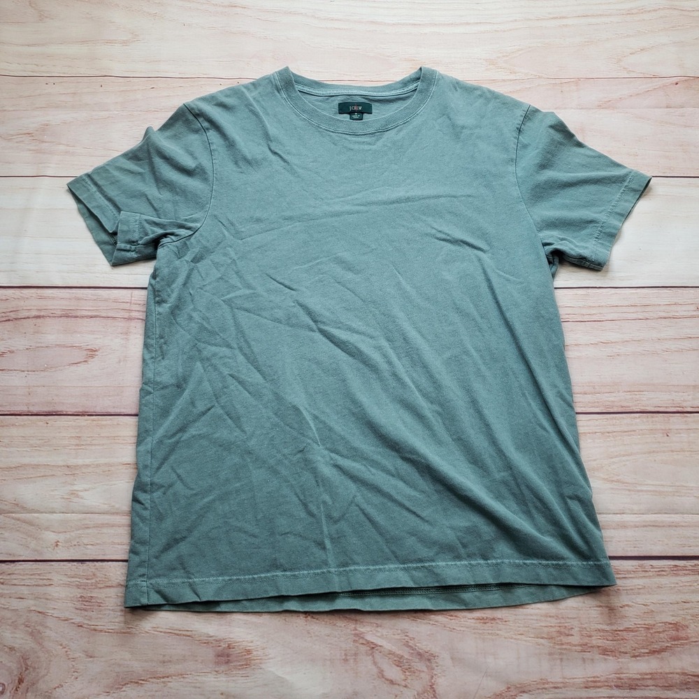 VINTAGE J.CREW Shirt‎ Mens M Green Basic Cotton Crew Neck Tee Lightweight Summer